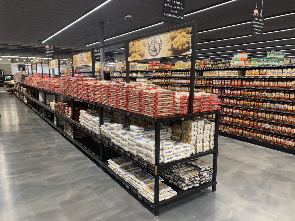 Metal Shelving Grocery Store Aisle