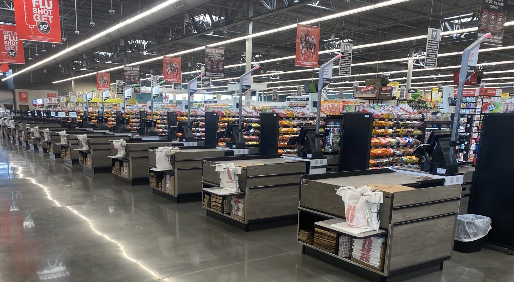 Supermarket Checkout Lanes Front Of Store