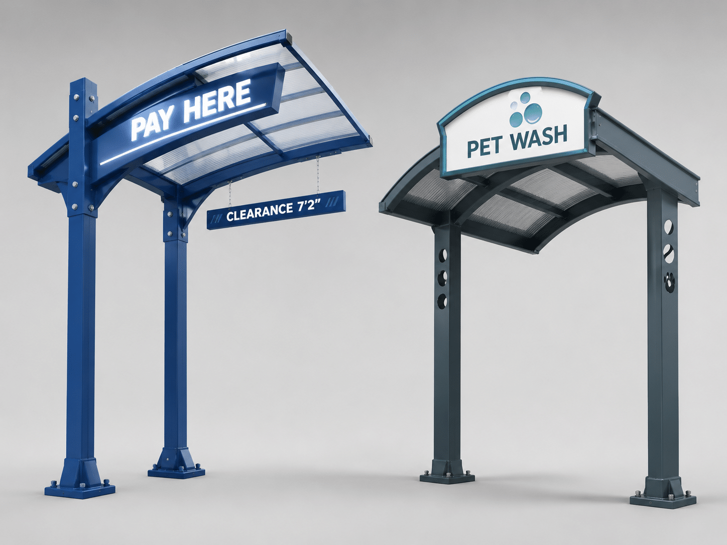 Custom Commercial Metal Canopies And Awnings For Pay Stations And Service Areas