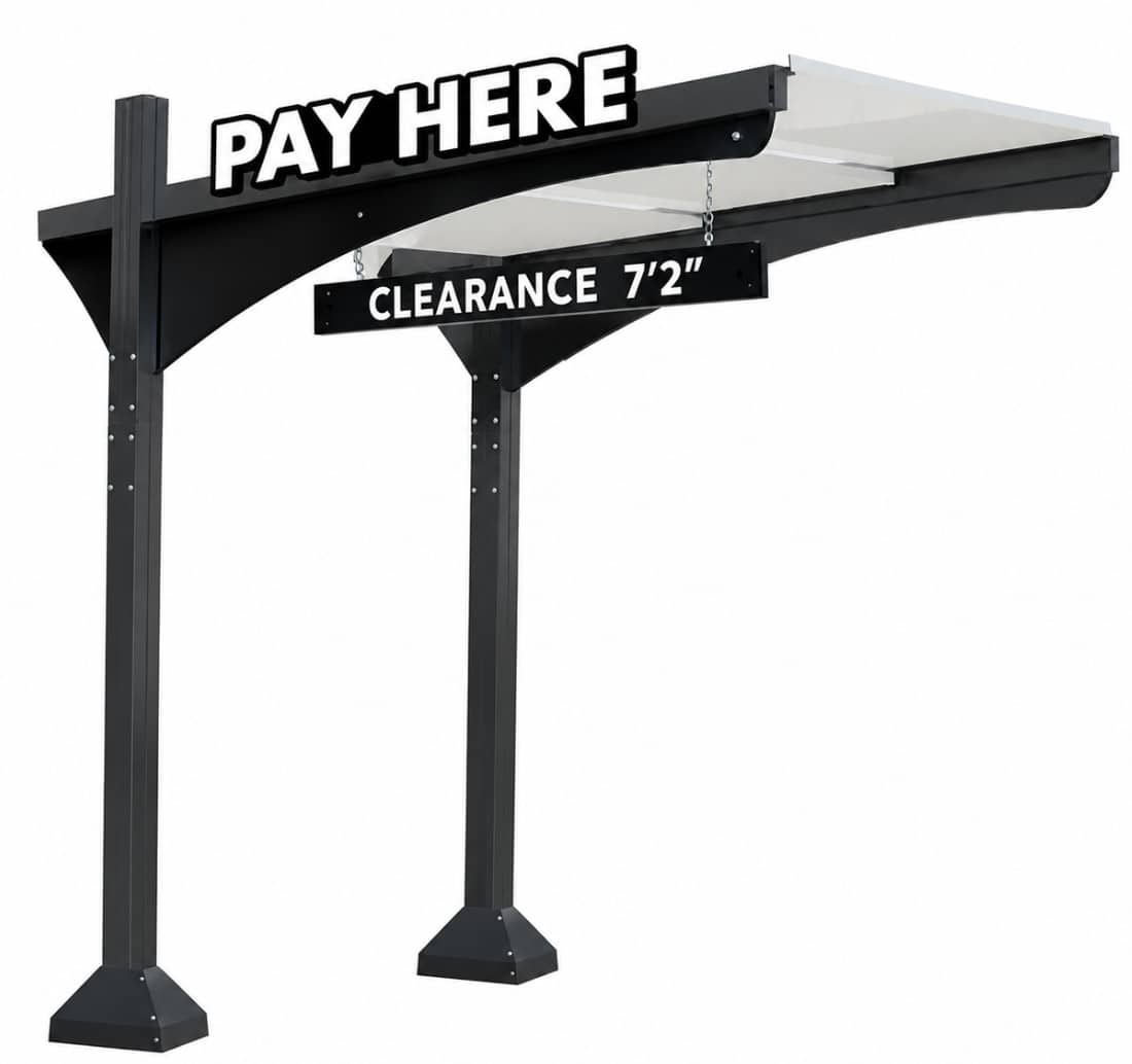Commercial Metal Canopy Fabrication Example For Drive-Up Service Areas