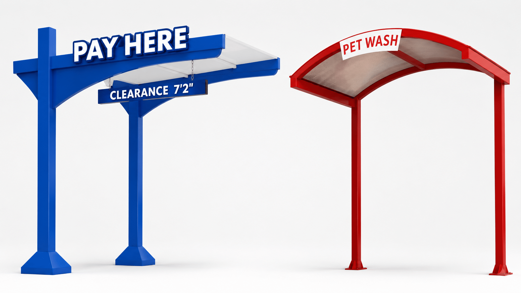 Fabricated Metal Pay Station Canopy And Pet Wash Canopy Structures