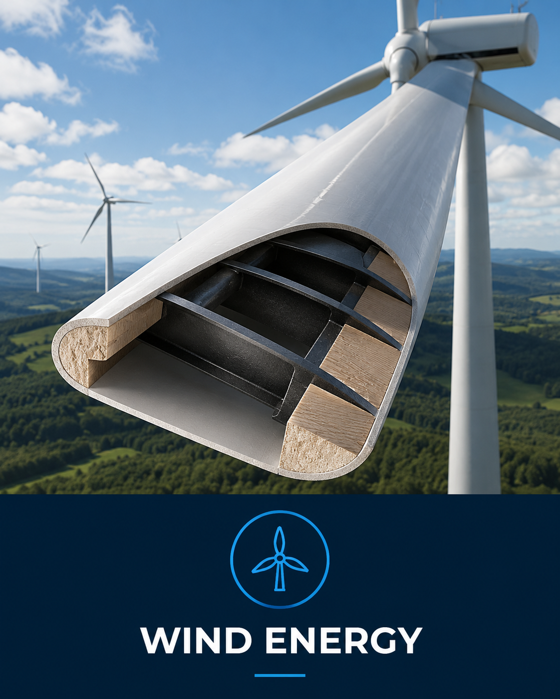 Wind Energy Application Showing Composite Blade Core Material Support